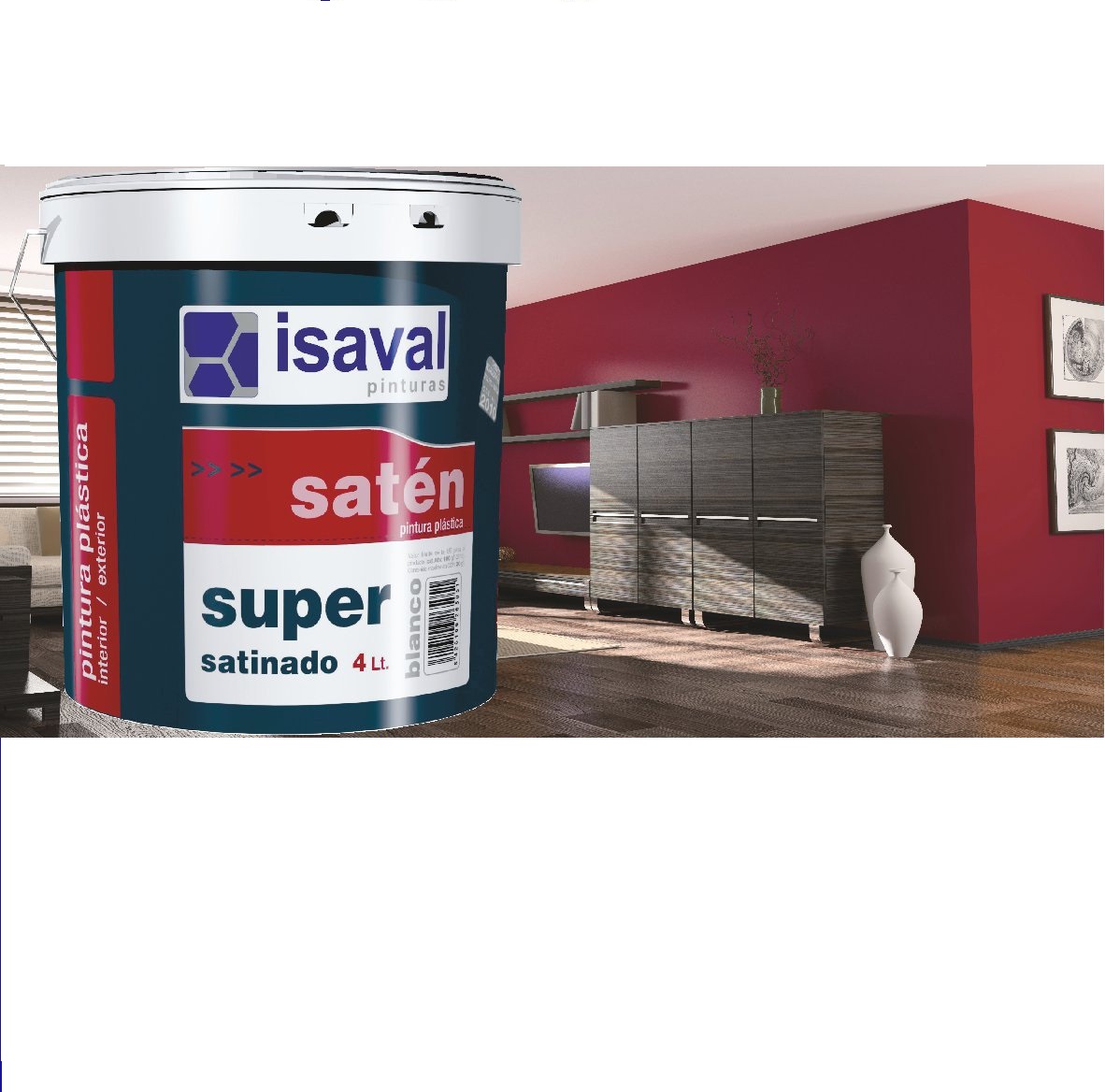 Сатинадо Супер - краска с блеском для стен и обоев ISAVAL 4л до 60м2